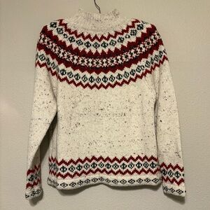 Croft & Barrow Red and White Patterned Turtleneck Sweater